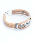 Angelco Accessories Floral lines cork bracelet - side view in natural colour