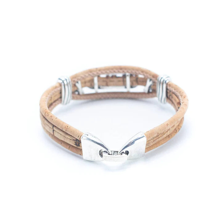 Angelco Accessories Floral lines cork bracelet - rear view in natural colour