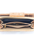 Angelco Accessories Marbled cork tab wallet - view of open zippered section showing 3 compartments