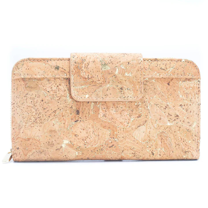 Angelco Accessories Marbled cork tab wallet - front view with white background