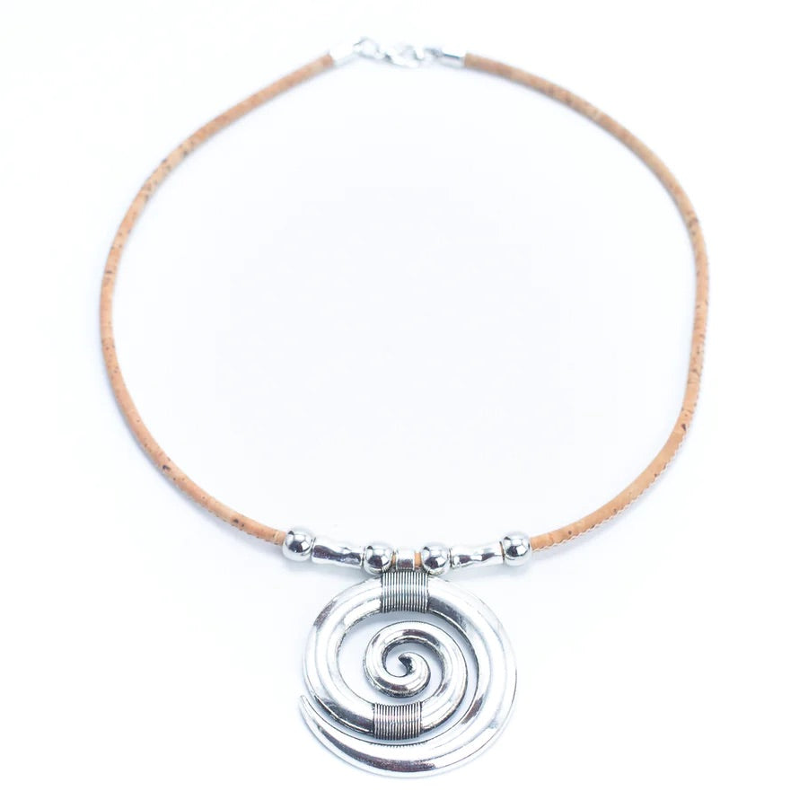 Angelco Accessories Swirl Cork Necklace on white flatlay
