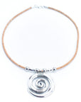 Angelco Accessories Swirl Cork Necklace on white flatlay