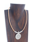 Angelco Accessories Mandala Cork Necklace on  dark brown wood bust
