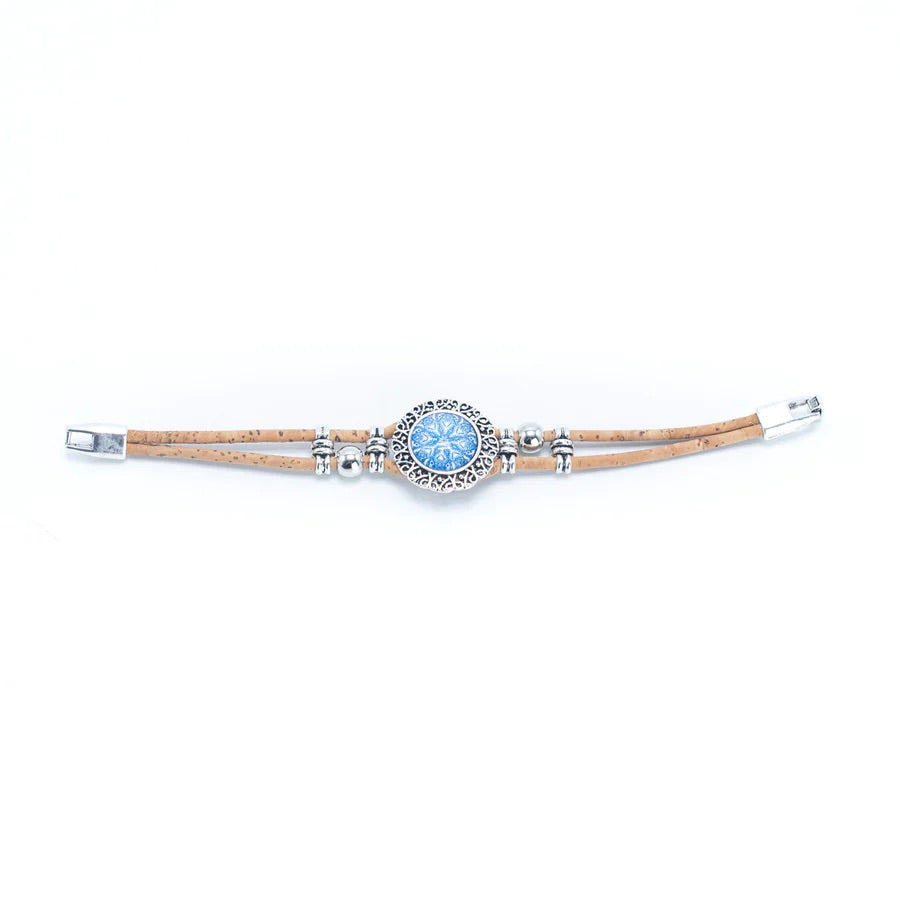 Angelco Accessories Blue tile cork bracelet on white flatlay