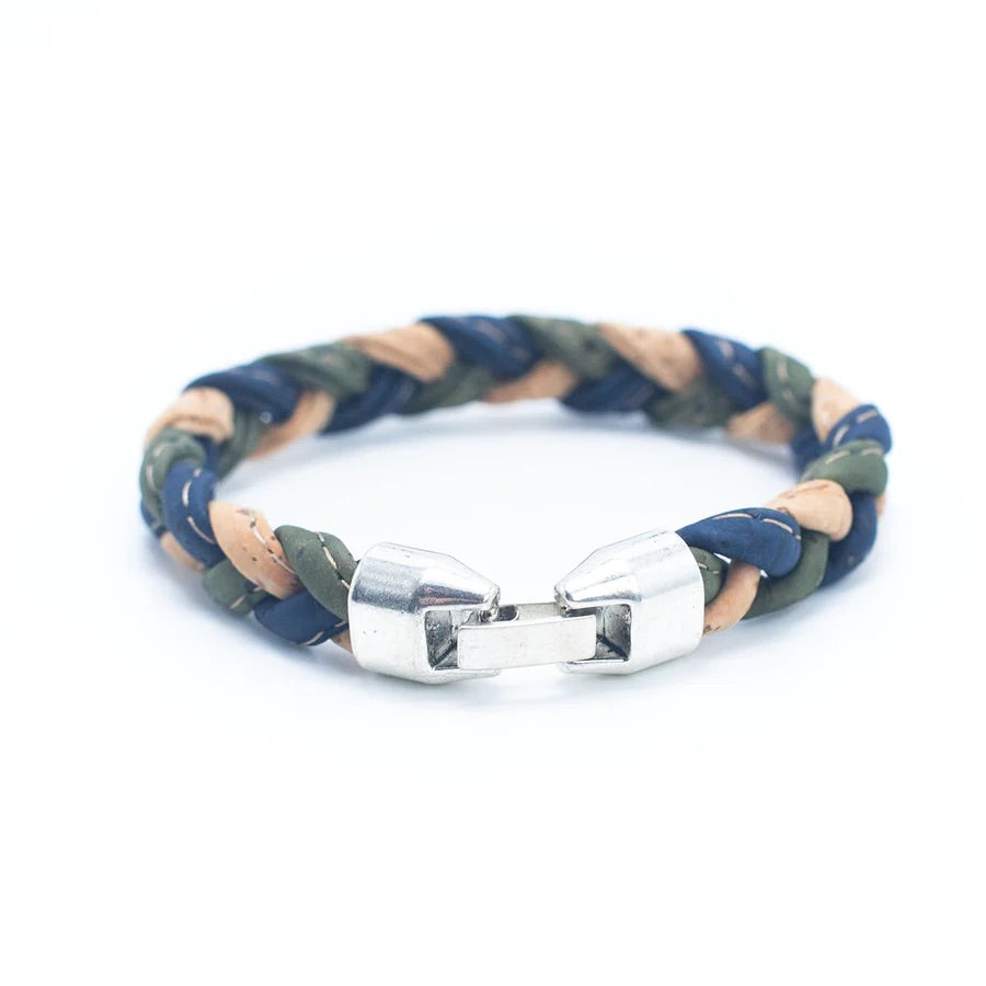 Angelco Accessories Braided tri-colour cork bracelet  - rear view on white background