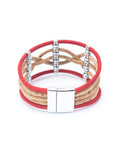 Angelco Accessories twisted lines cork bracelet in red - rear view on white background