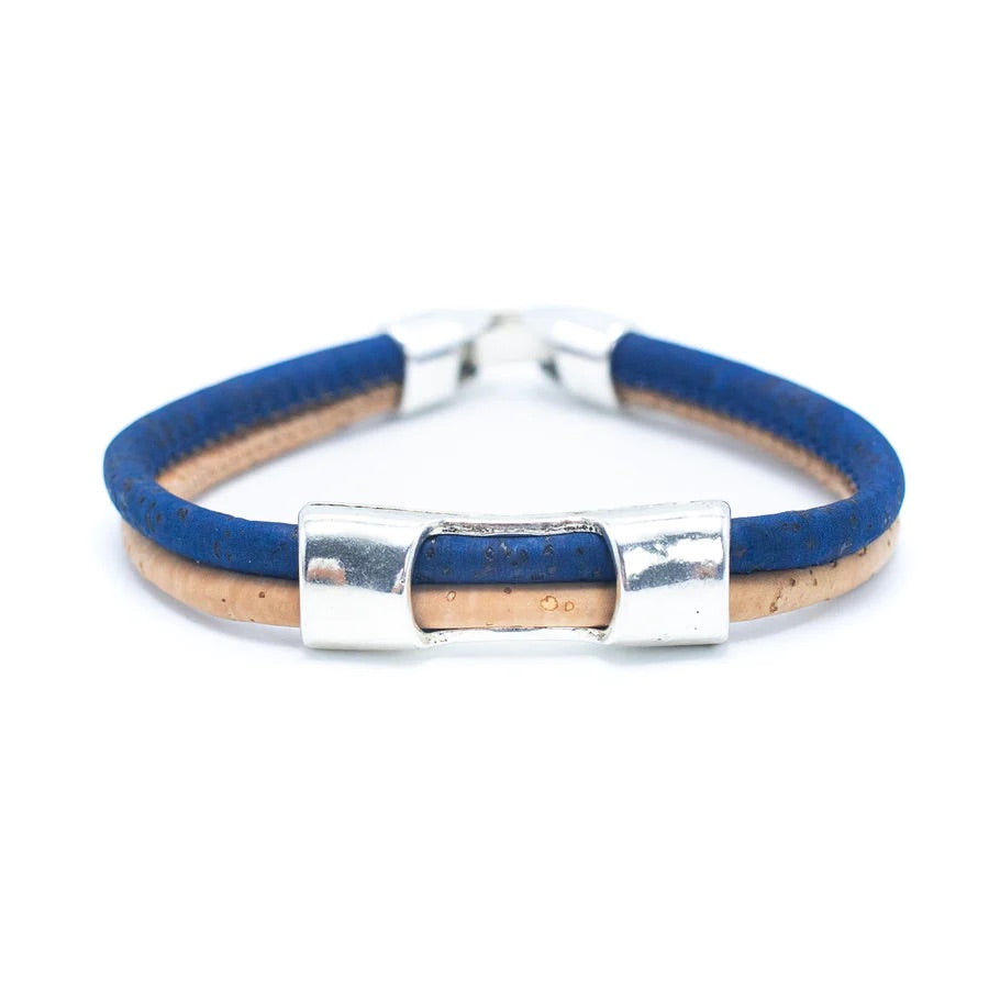 Angelco Accessories Channel cork bracelet - blue, on white flatlay