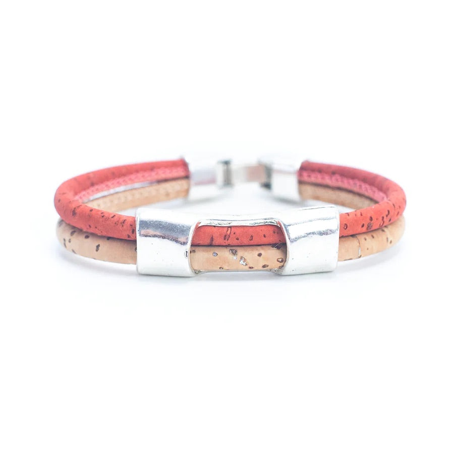 Angelco Accessories Channel cork bracelet - orange, on white flatlay