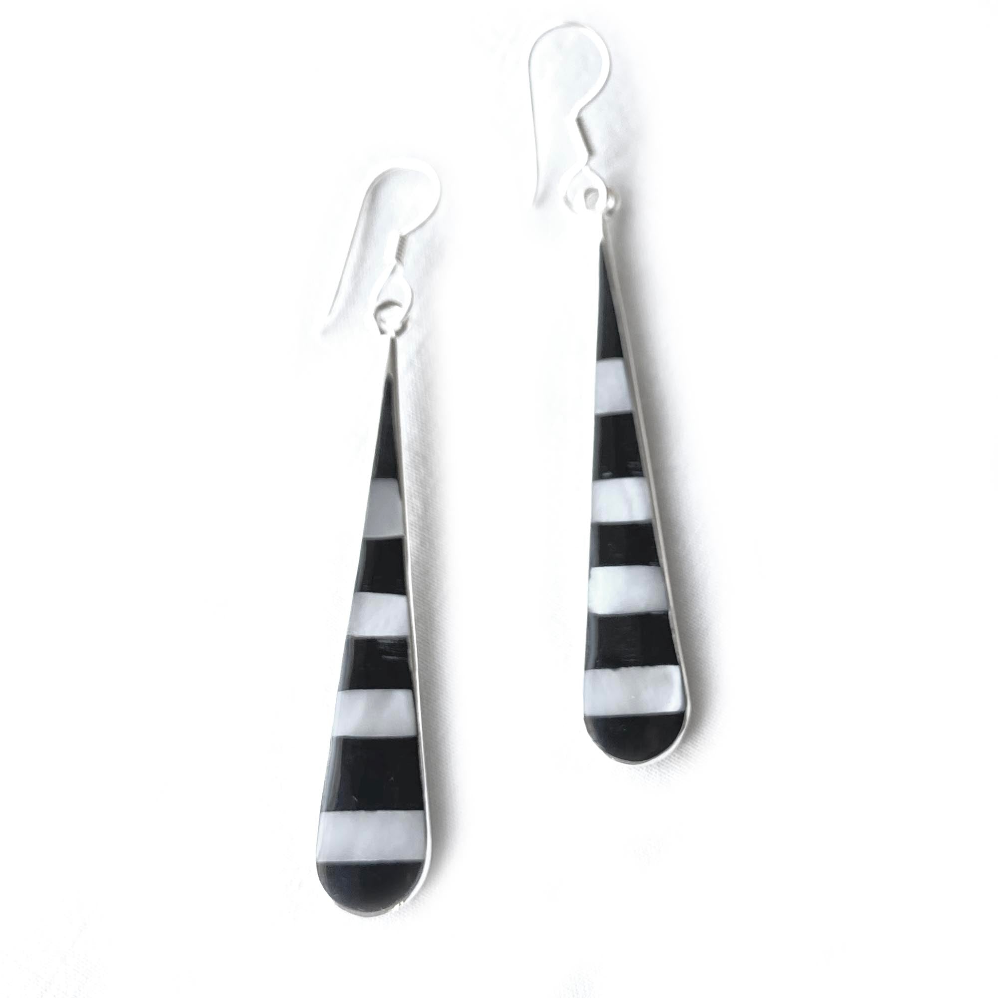 Black onyx and abalone zebra earrings