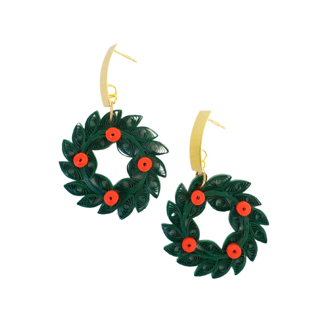 Angelco Accessories - Christmas Wreath earrings