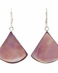 Angelco Accessories Pink clam shell silver fan earrings