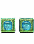 Angelco Accessories Chilean glass square stud - green