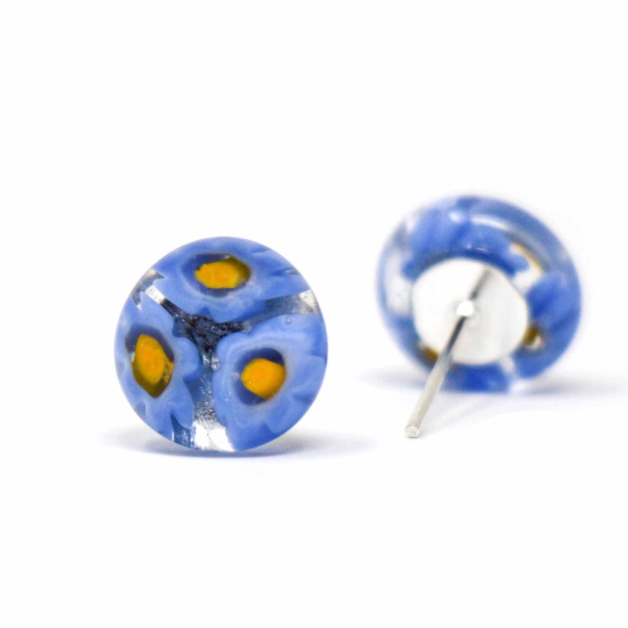 Angelco Accessories Chilean glass daisy stud - cornflower blue