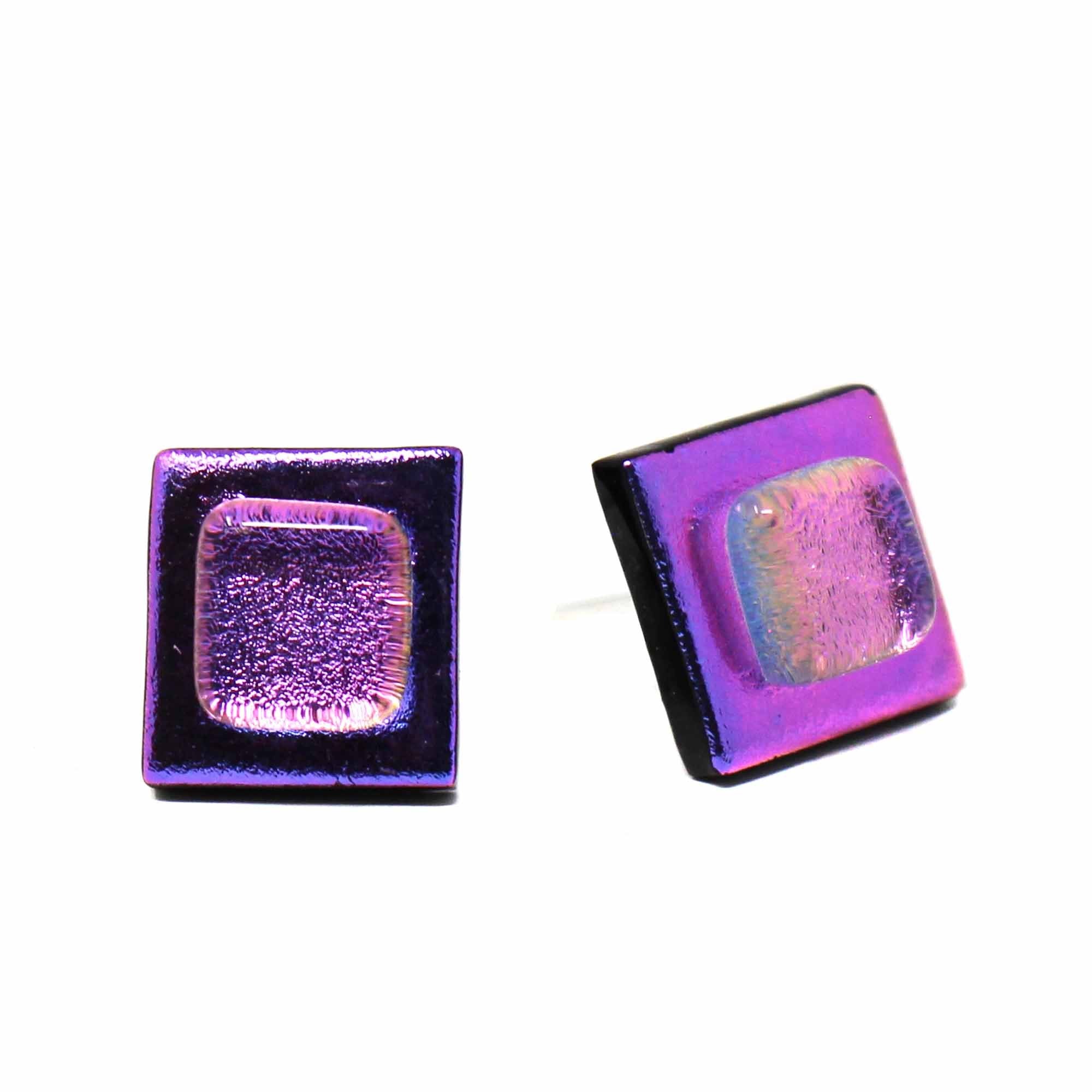 Angelco Accessories Chilean glass square stud - pink
