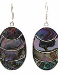 Abalone silver oval earrings