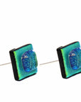 Angelco Accessories Chilean glass square stud - green