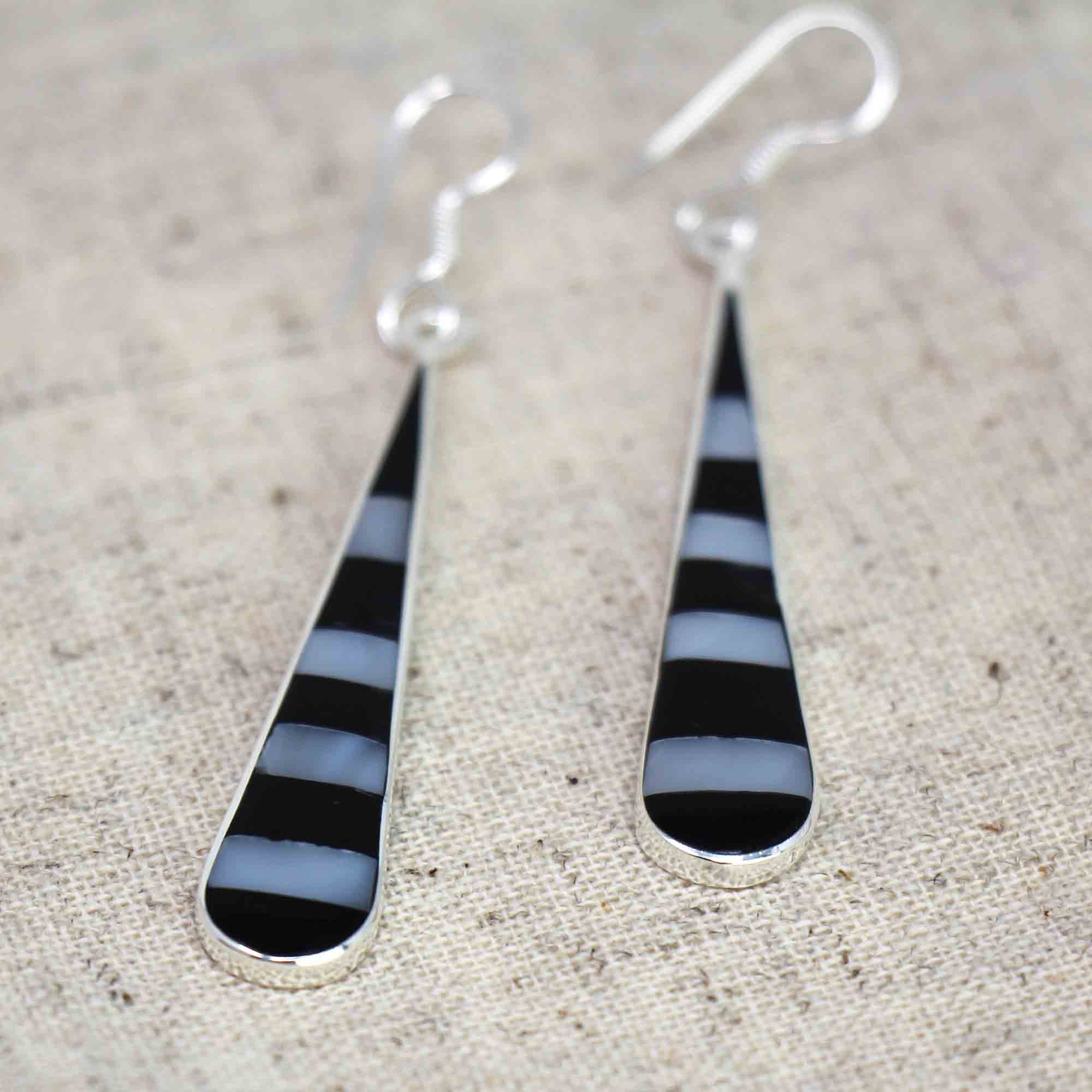Angelco Accessories Black onyx and abalone zebra earrings