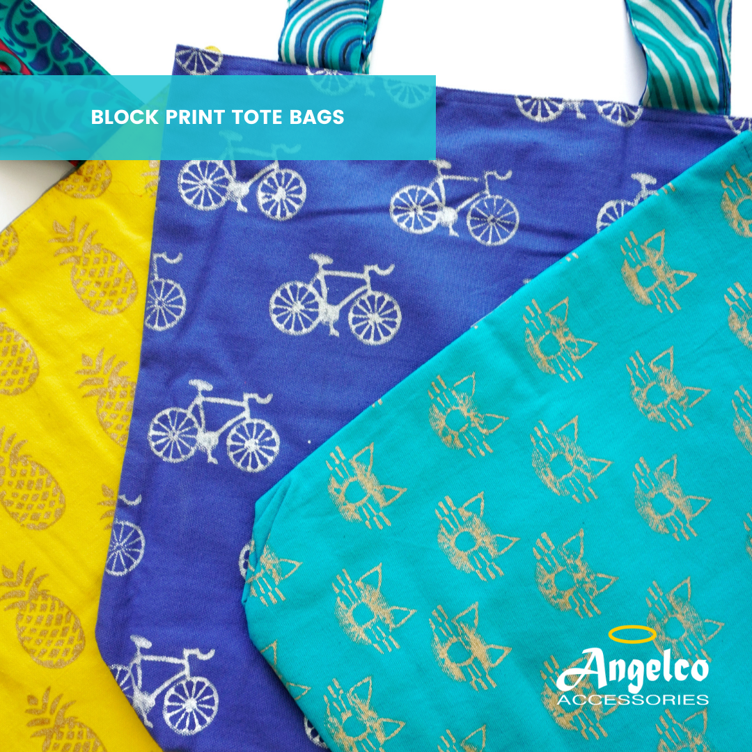 Angelco Accessories Block print tote bag - bikes