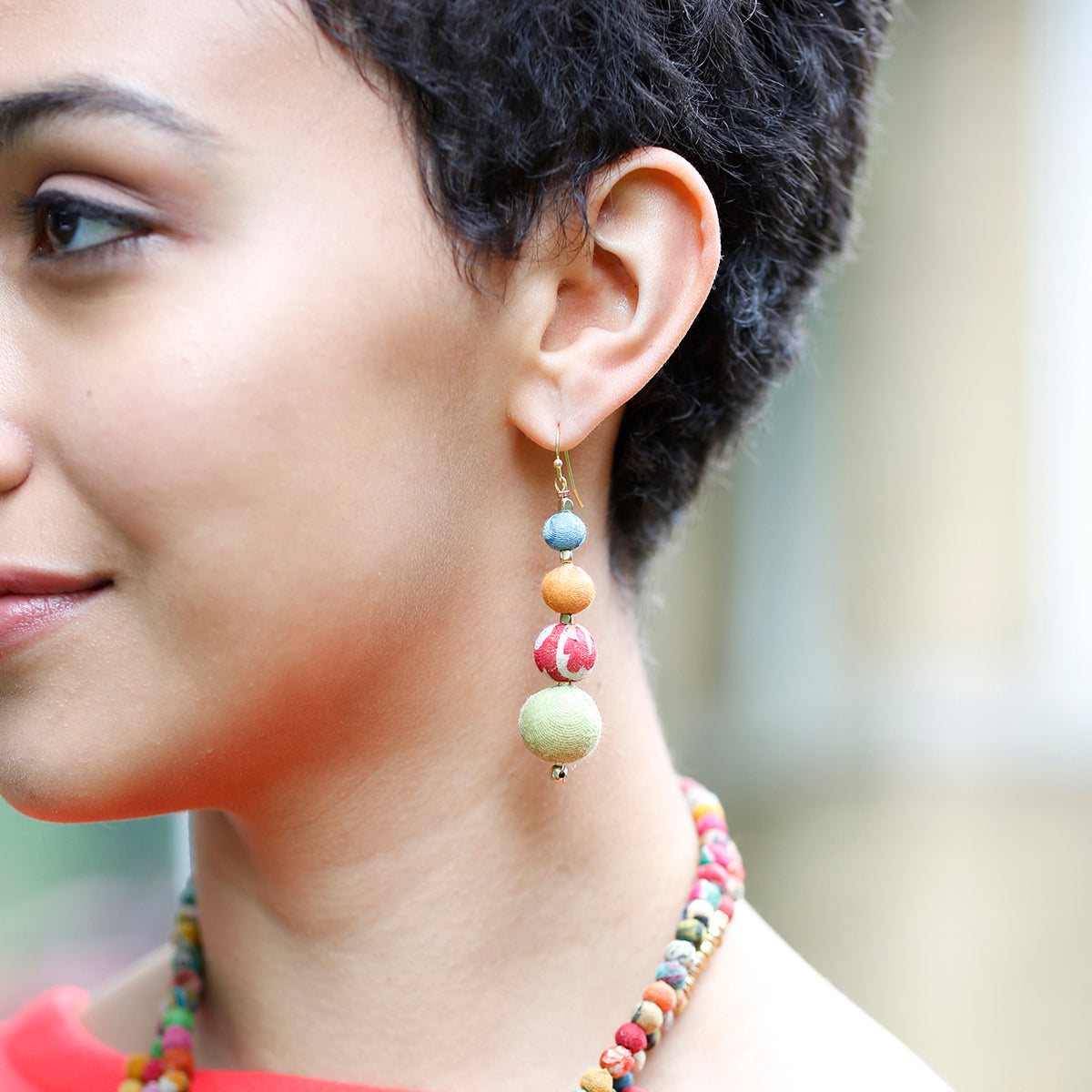 Angelco Accessories Graduated kantha earrings