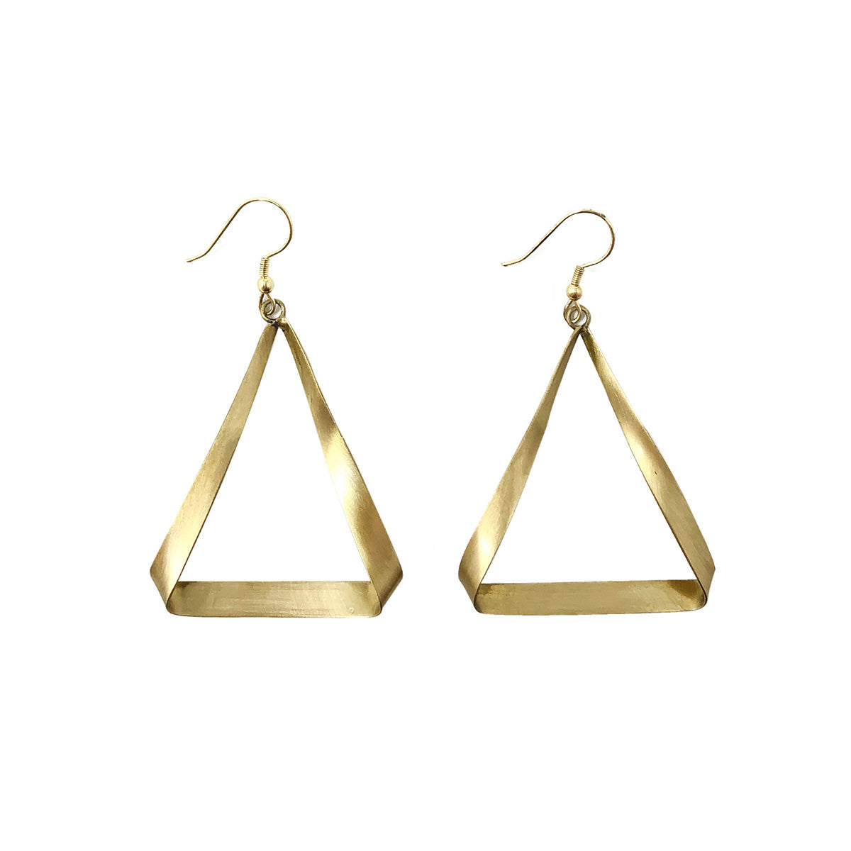 Angelco Accessories Brass ribbon triangle earrings