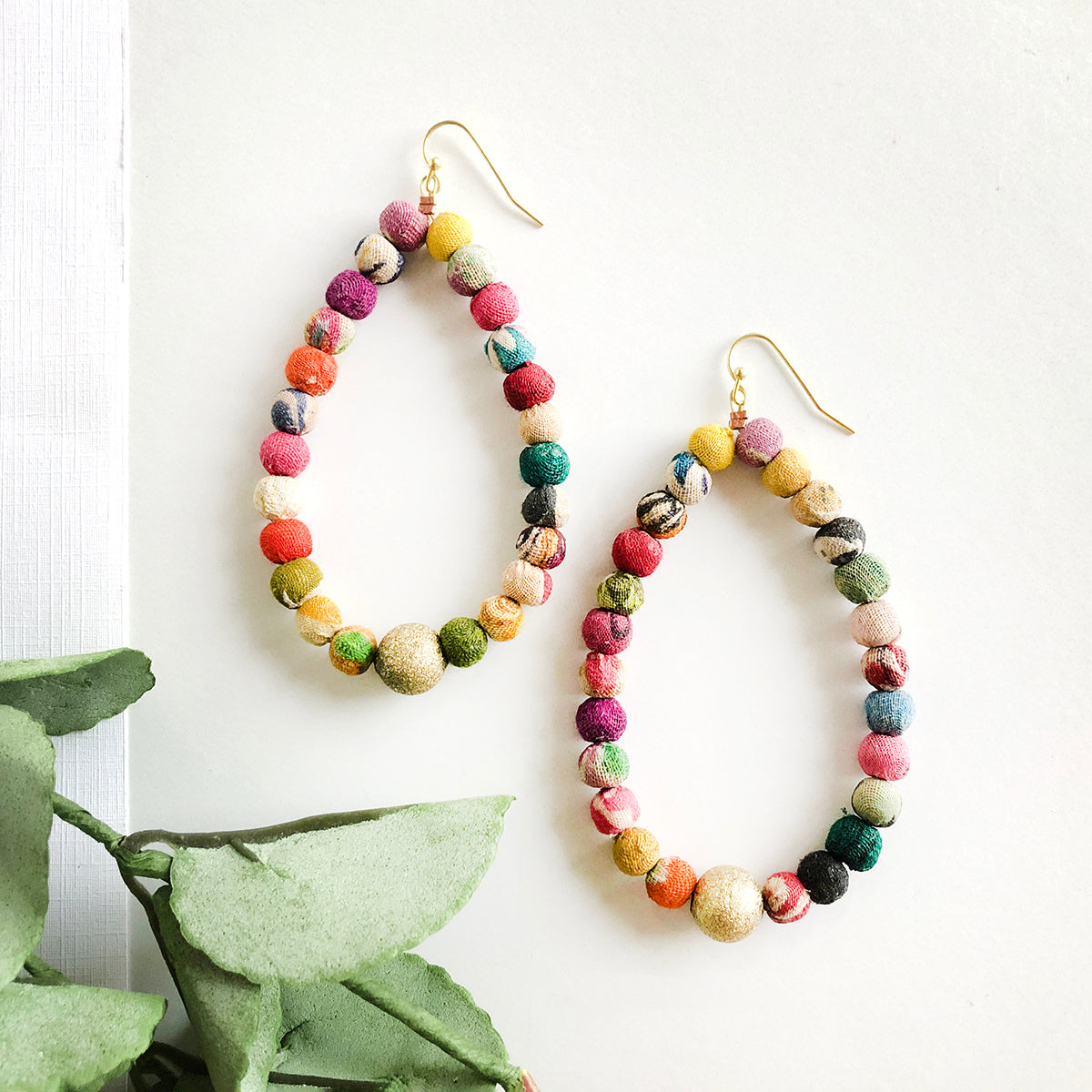 Angelco Accessories Soft hoop kantha earrings