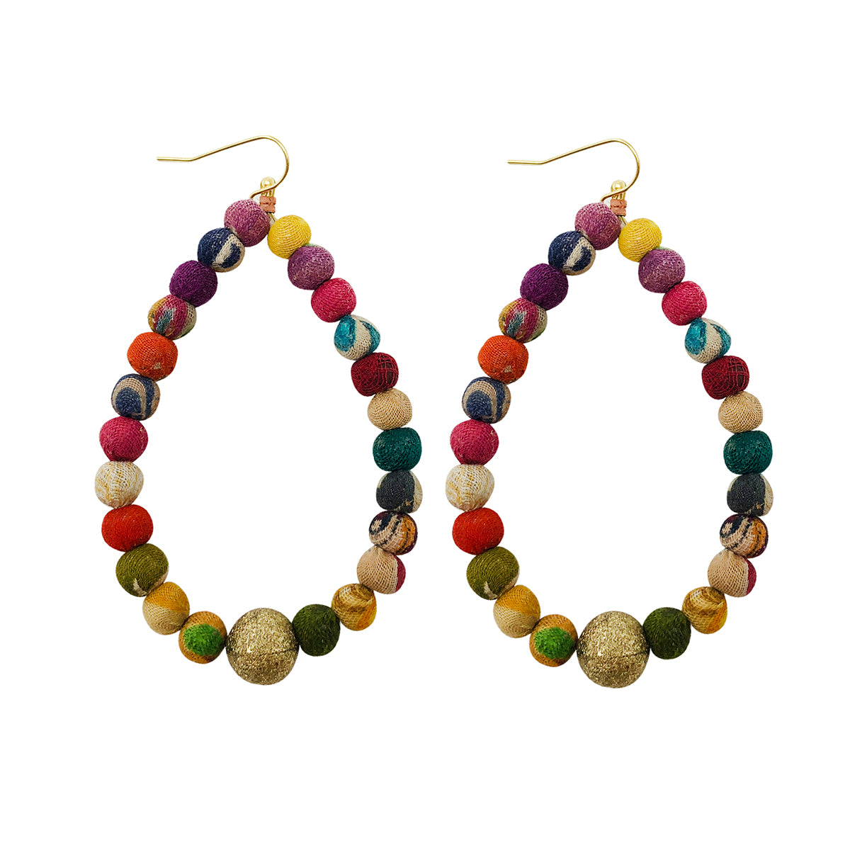 Angelco Accessories Soft hoop kantha earrings