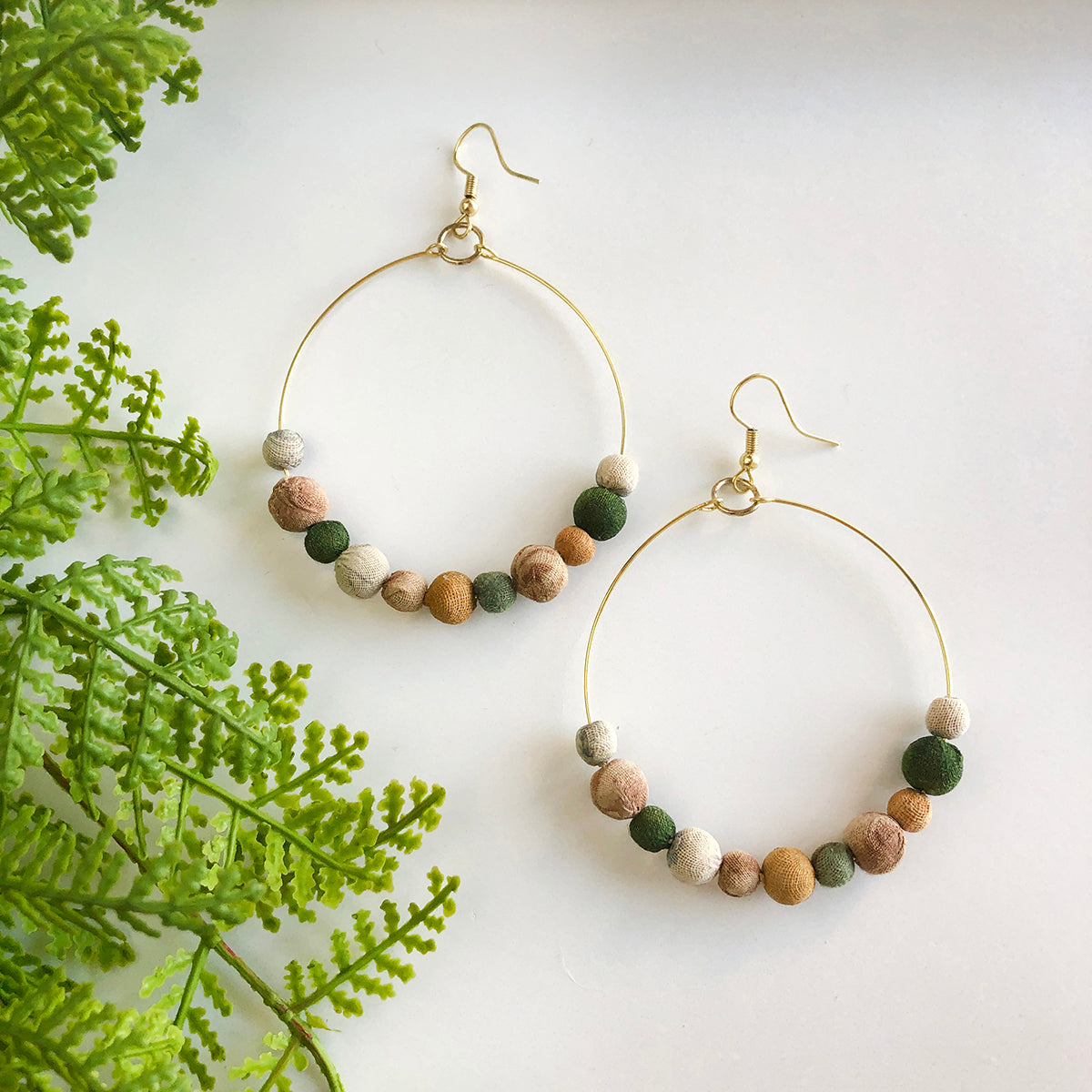 Angelco Accessories Earth hoop kantha earrings