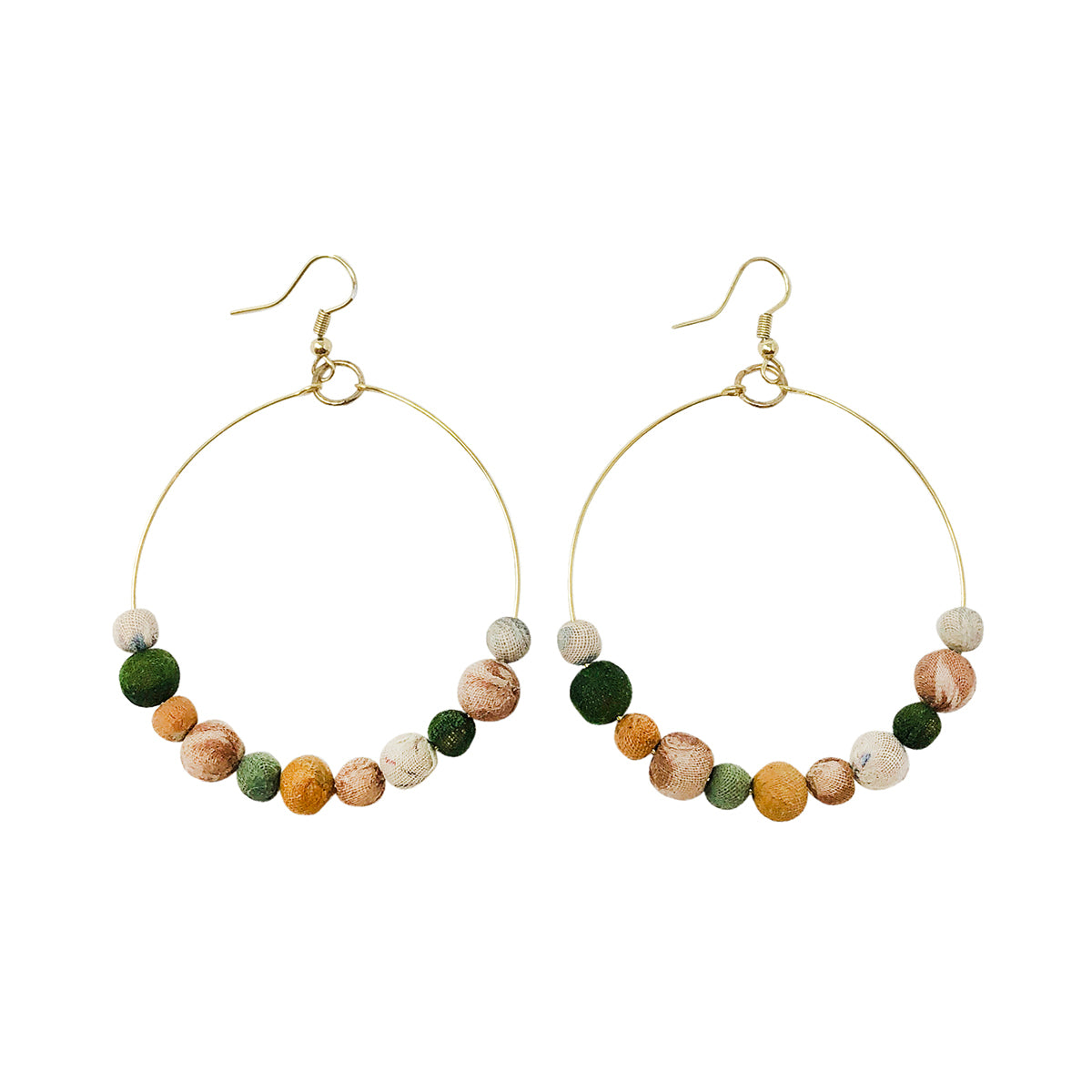 Angelco Accessories Earth hoop kantha earrings