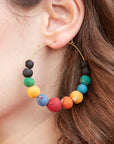 Angelco Accessories Galaxy kantha hoop earrings - close up as worn by model
