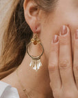Angelco Accessories Citrine & sunstone fringed hoop earrings