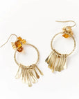 Angelco Accessories Citrine & sunstone fringed hoop earrings