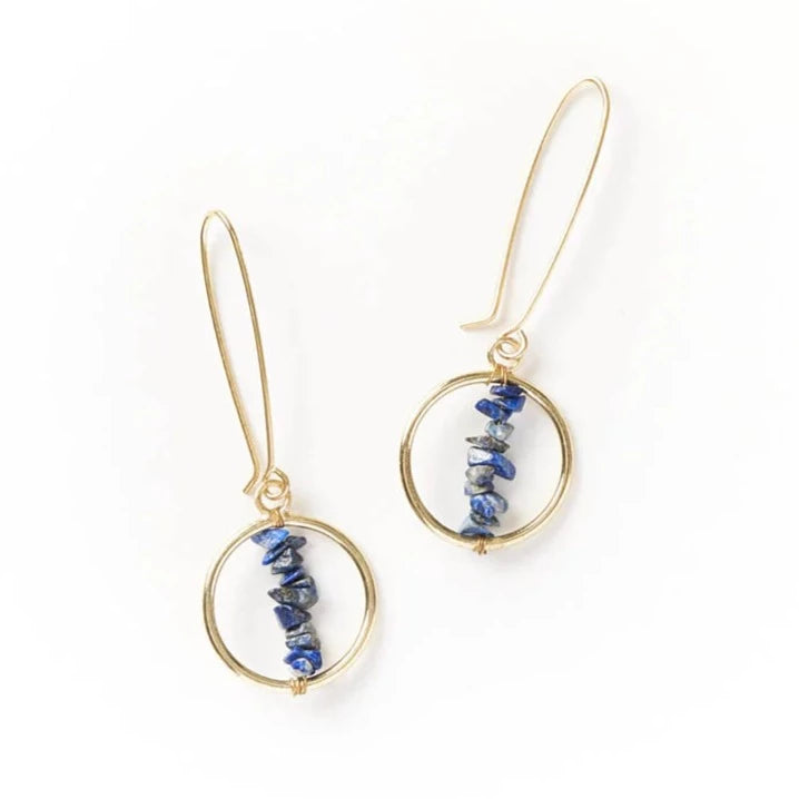 Angelco Accessories Semi-precious sodalite drop hoop earrings