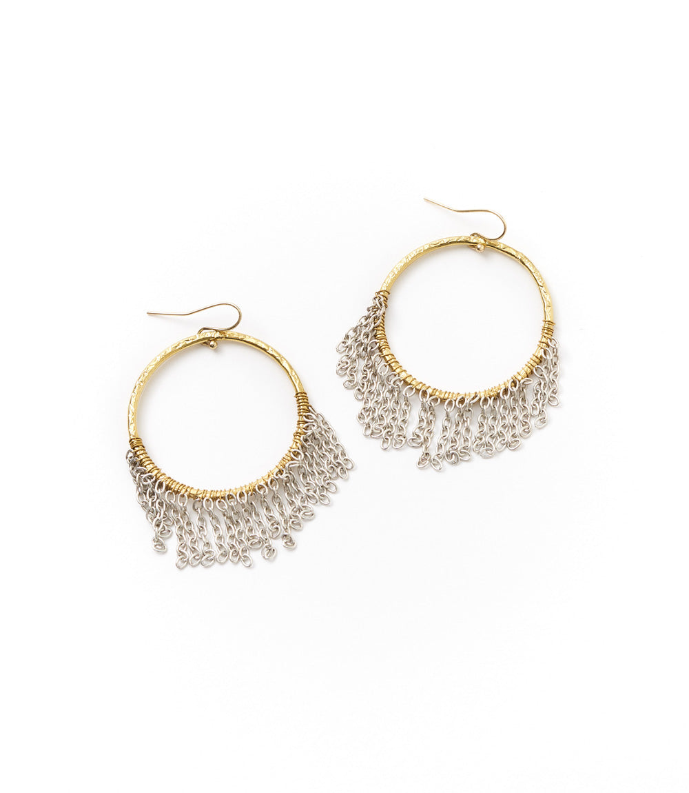 Angelco Accessories Chain fringe hoop earrings