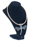 Angelco Accessories Turquoise dragonfly pendant cork necklace  - shown on black bust