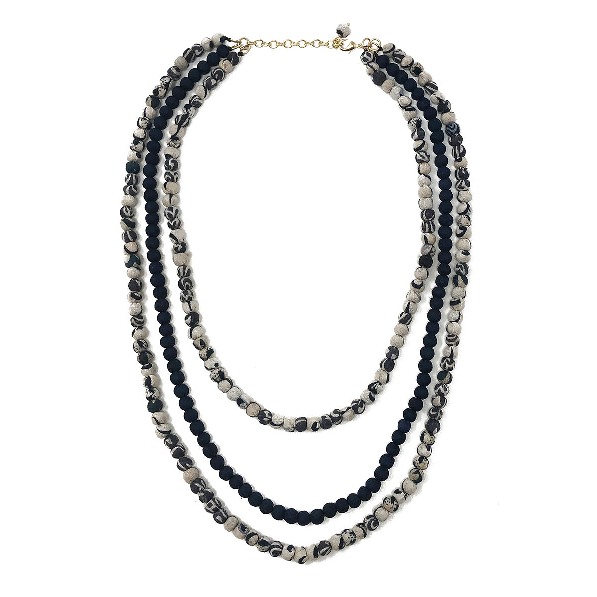 Indigo layered kantha necklace