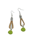 Sea glass cork drop earrings