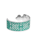 Angelco Accessories Teal motif cuff at angled view on white background