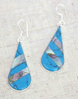 Angelco Accessories Turquoise & abalone silver teardrop earrings