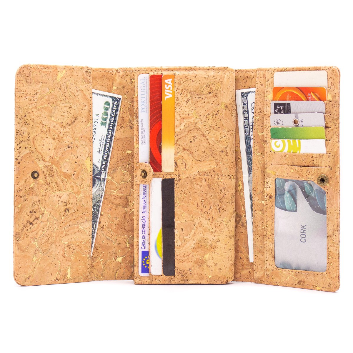 Angelco Accessories metallic cork foldover wallet