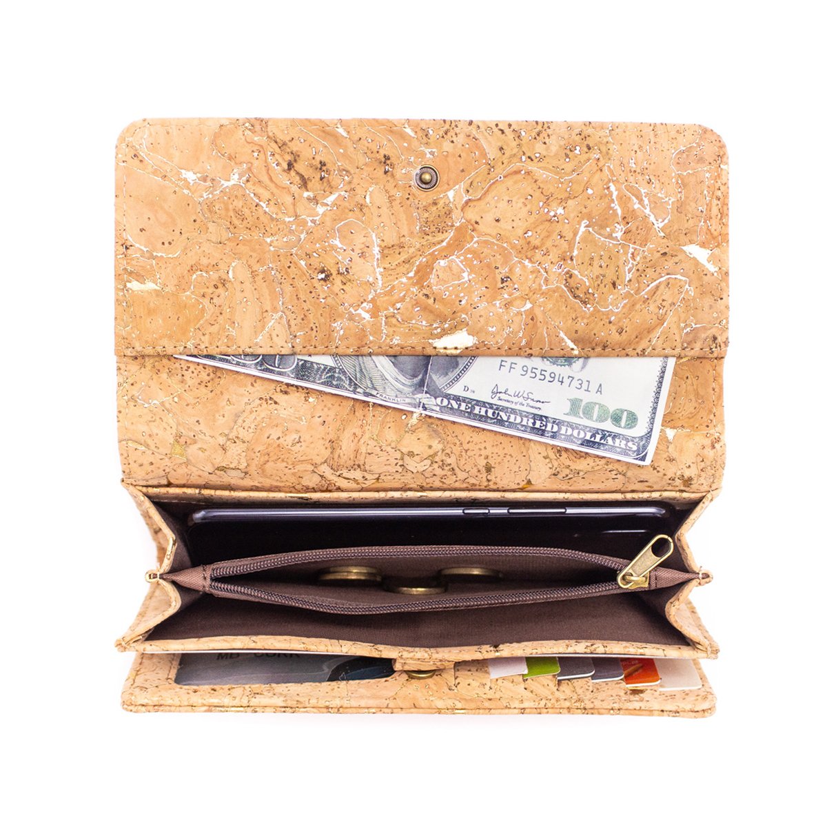 Angelco Accessories metallic cork foldover wallet