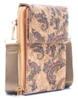 Angelco Accessories Phone wallet crossbody cork bag - paisley natural