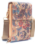 Angelco Accessories Phone wallet crossbody cork bag - blue paisley
