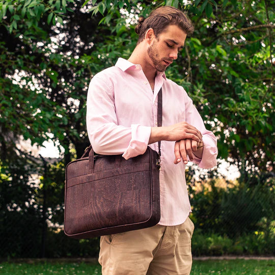 Angelco Accessories Cork laptop briefcase - dark brown