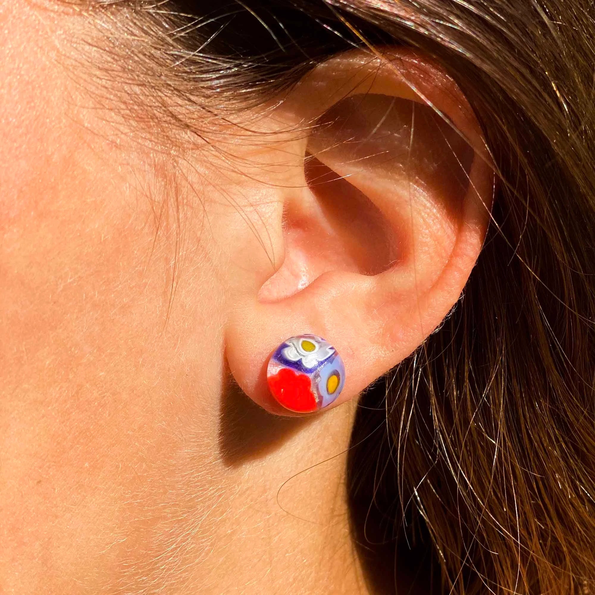 Angelco Accessories Chilean glass daisy stud - red white & blue