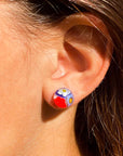 Angelco Accessories Chilean glass daisy stud - red white & blue