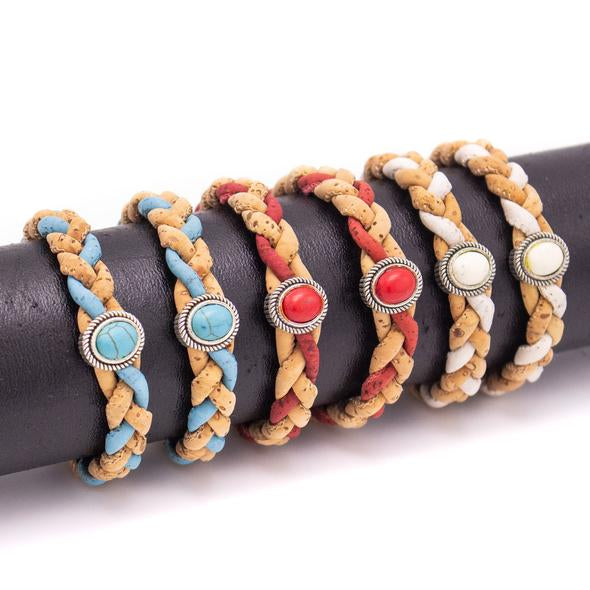 Angelco Accessories Braided turquoise cork bracelet