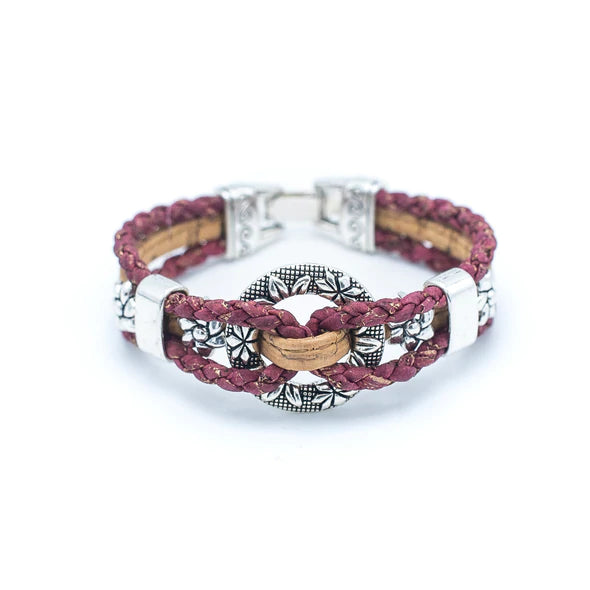 Red wreath cork bracelet