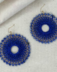 Angelco Accessories Colour burst circle earrings on linen background - cobalt