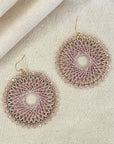 Angelco Accessories Colour burst circle earrings on linen background - rose