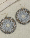 Angelco Accessories Colour burst circle earrings on linen background - silver